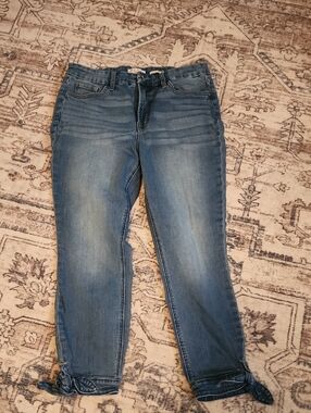 Jen7 Size 12 Women's Blue Cropped Jeans with Tie Hem
